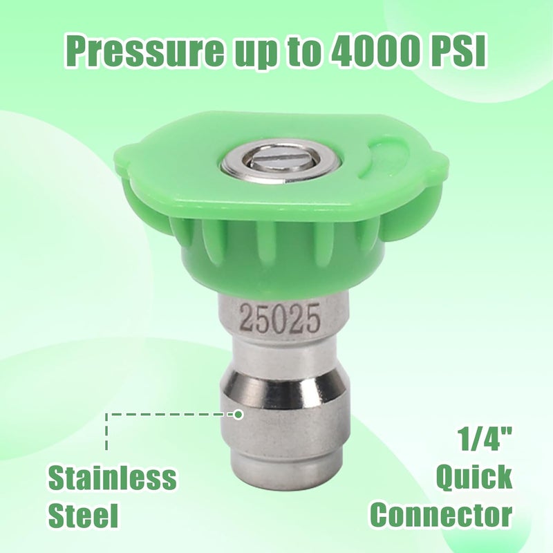 VIPRUSH Pressure Washer Tips, 7 Pack Power Washer Nozzle Tips, 25 Degree Green, 1/4 Inch Quick Connect, 4000 PSI - Image 4